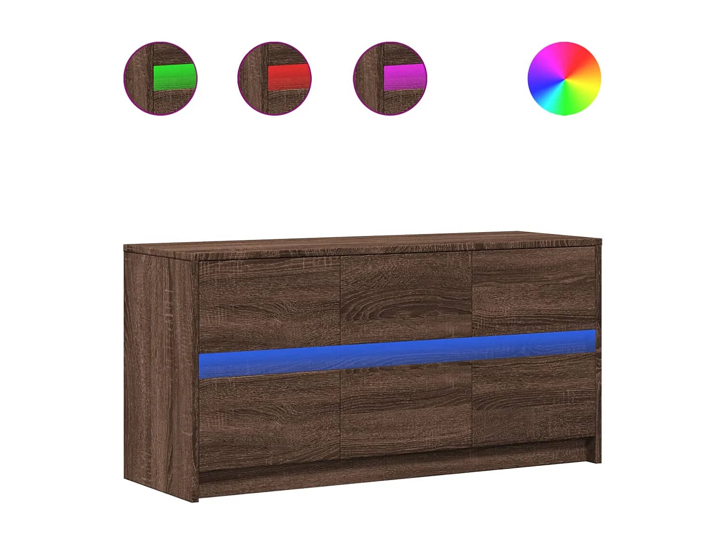 Mueble de TV LED madera ingeniería marrón roble 100x34x50 cm