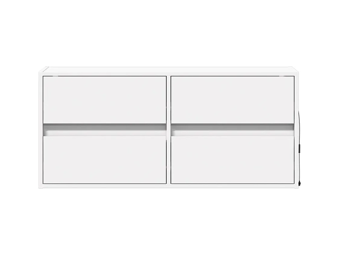 Meuble TV mural avec lumières LED blanc 100x31x45 cm