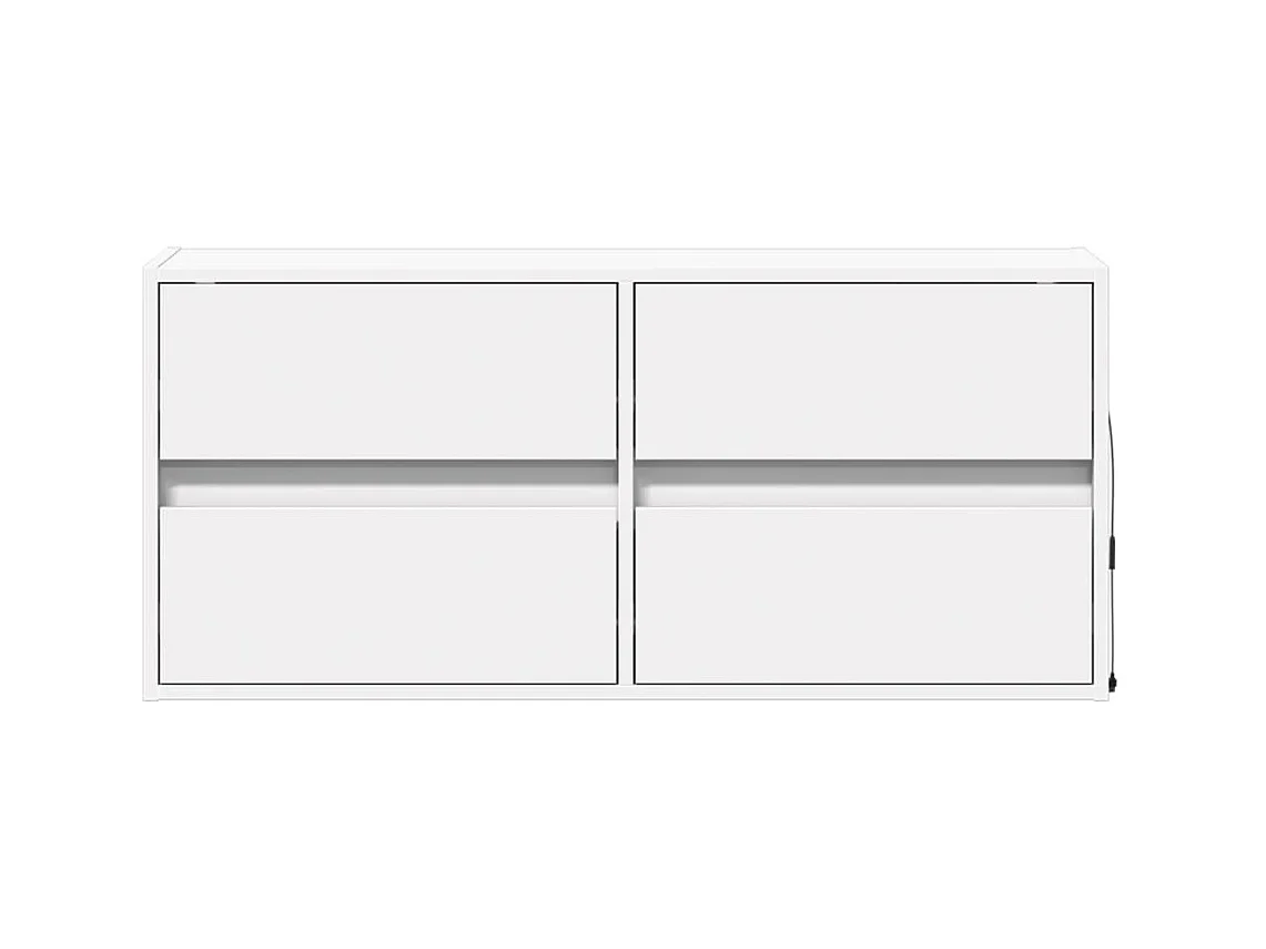 Meuble TV mural avec lumières LED blanc 100x31x45 cm