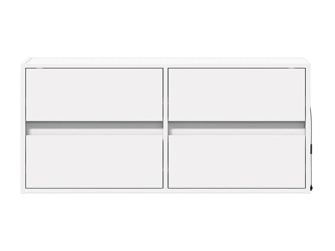 Meuble TV mural avec lumières LED blanc 100x31x45 cm