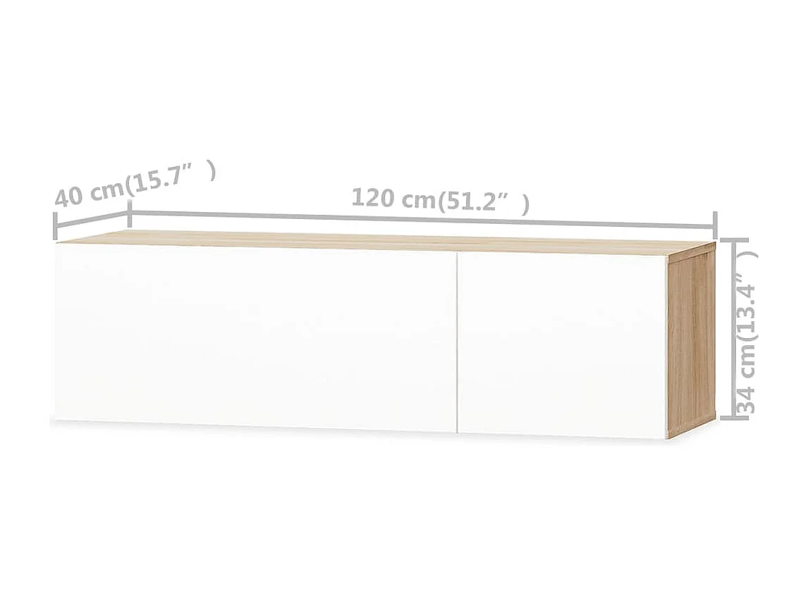 Tv-meubels 2 st 120x40x34 cm bewerkt hout wit en eikenkleurig