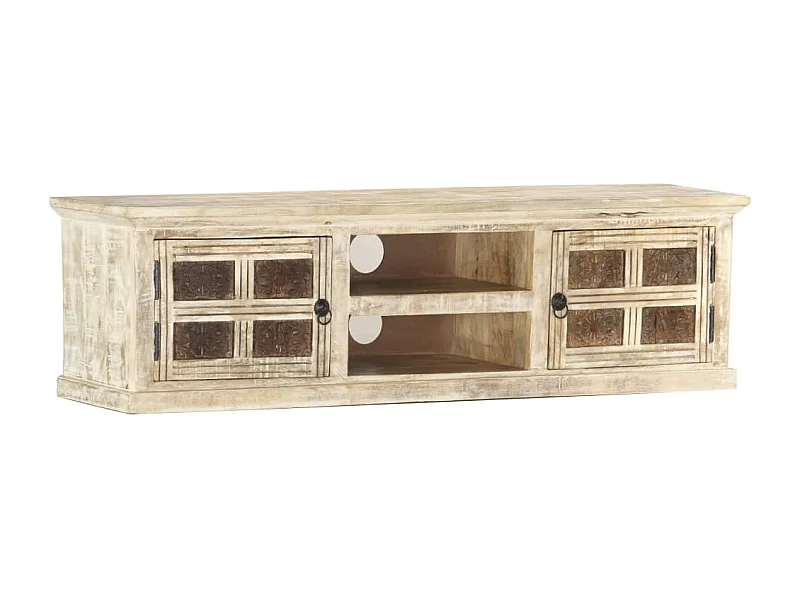 Meuble TV 130x30x36 cm Bois massif de manguier