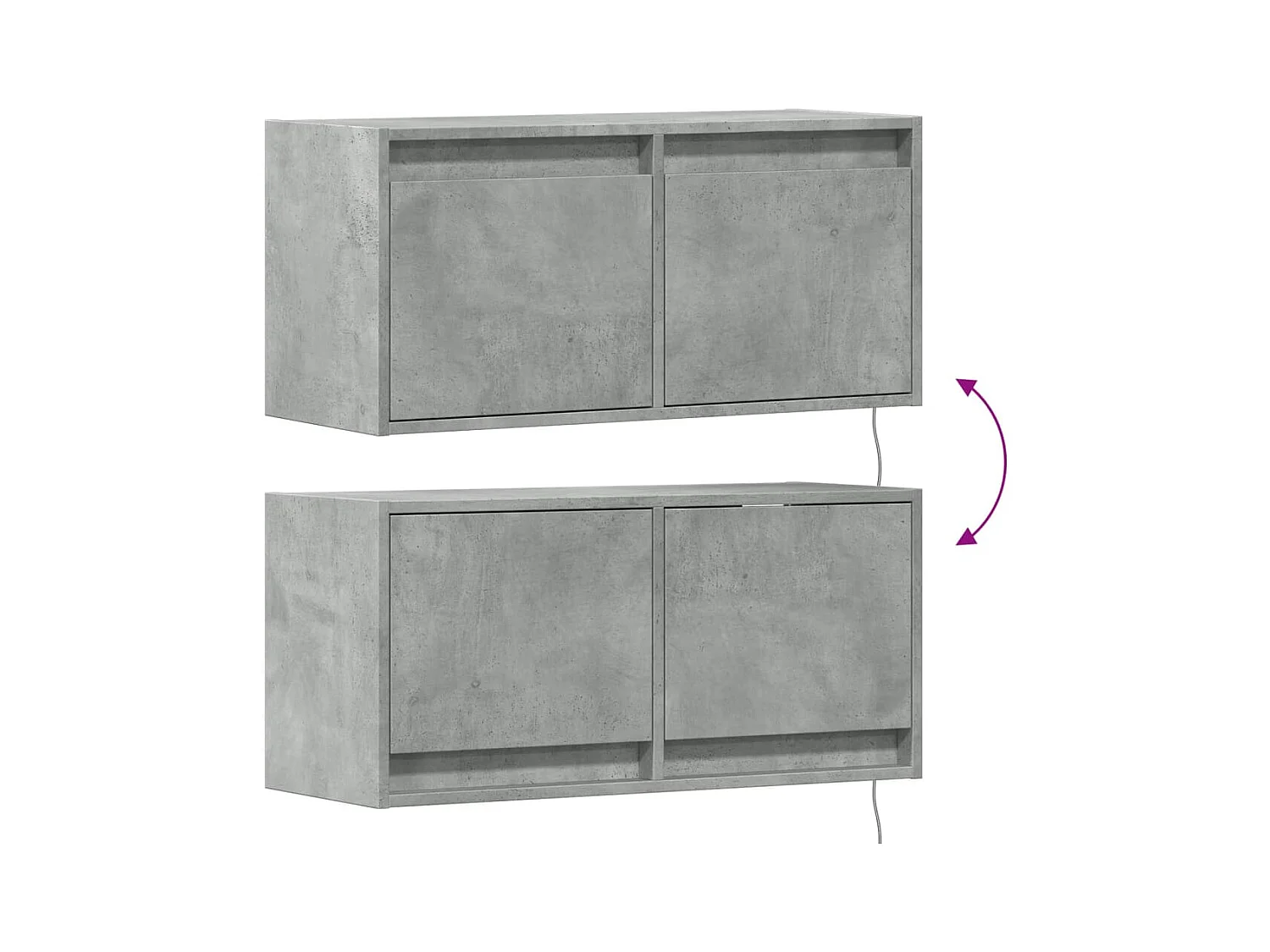 TV-Wandschrank mit LED-Beleuchtung Betongrau 80x31x38 cm