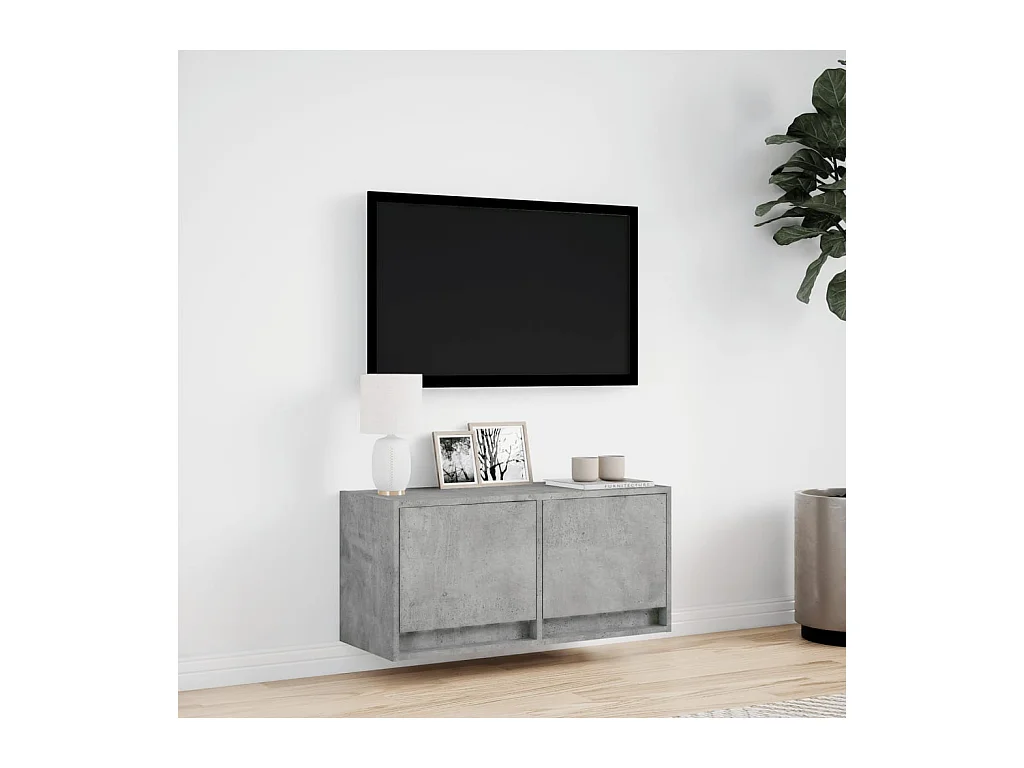TV-Wandschrank mit LED-Beleuchtung Betongrau 80x31x38 cm