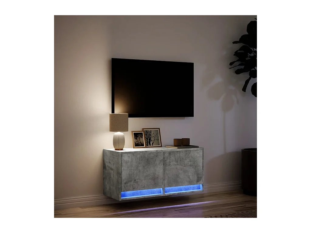 TV-Wandschrank mit LED-Beleuchtung Betongrau 80x31x38 cm