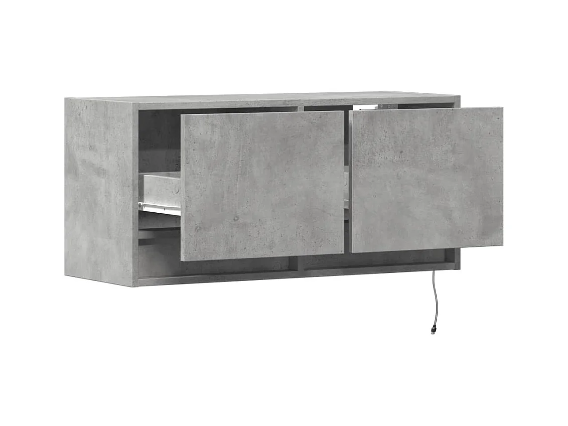 TV-Wandschrank mit LED-Beleuchtung Betongrau 80x31x38 cm
