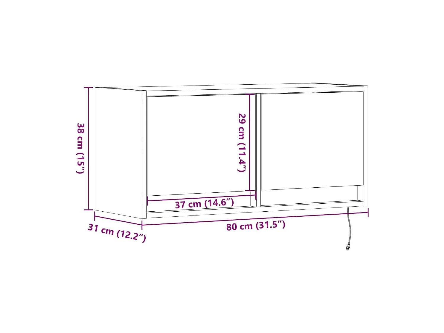 TV-Wandschrank mit LED-Beleuchtung Betongrau 80x31x38 cm