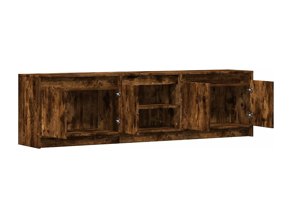 Szafka RTV dąb dymiony 180 cm z LED RGB, duża przestrzeń do przechowywania, drewno inżynieryjne, nowoczesny design i regulowane oświetlenie