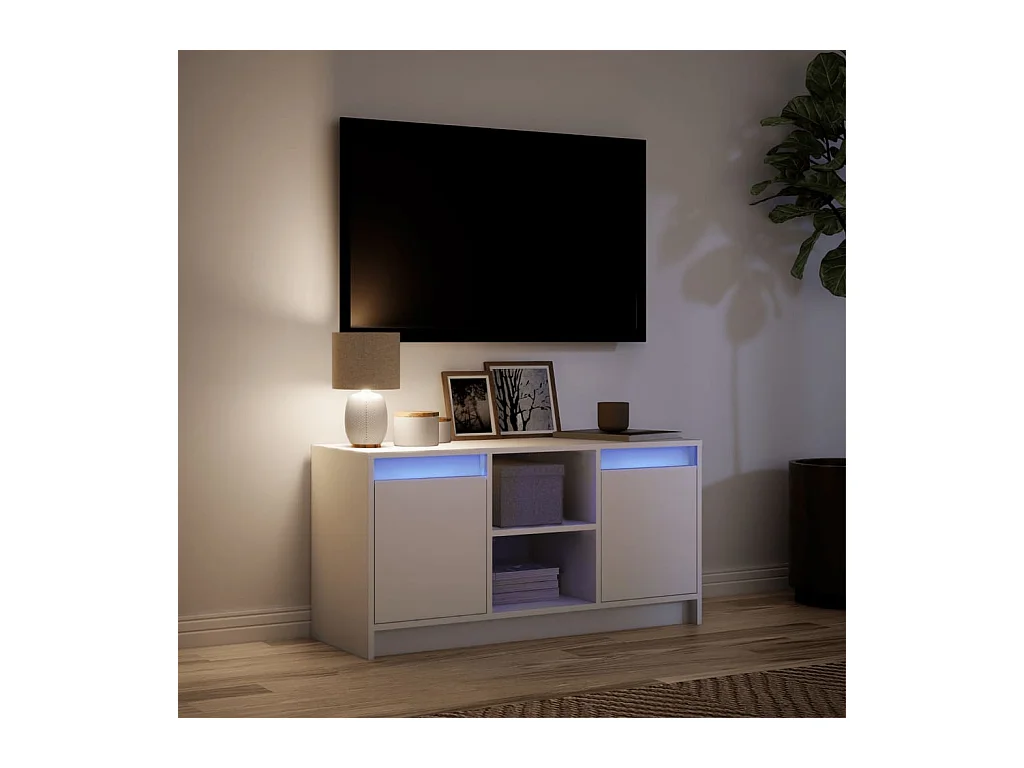 Meuble TV avec LED blanc 100x34x50 cm bois d'ingénierie