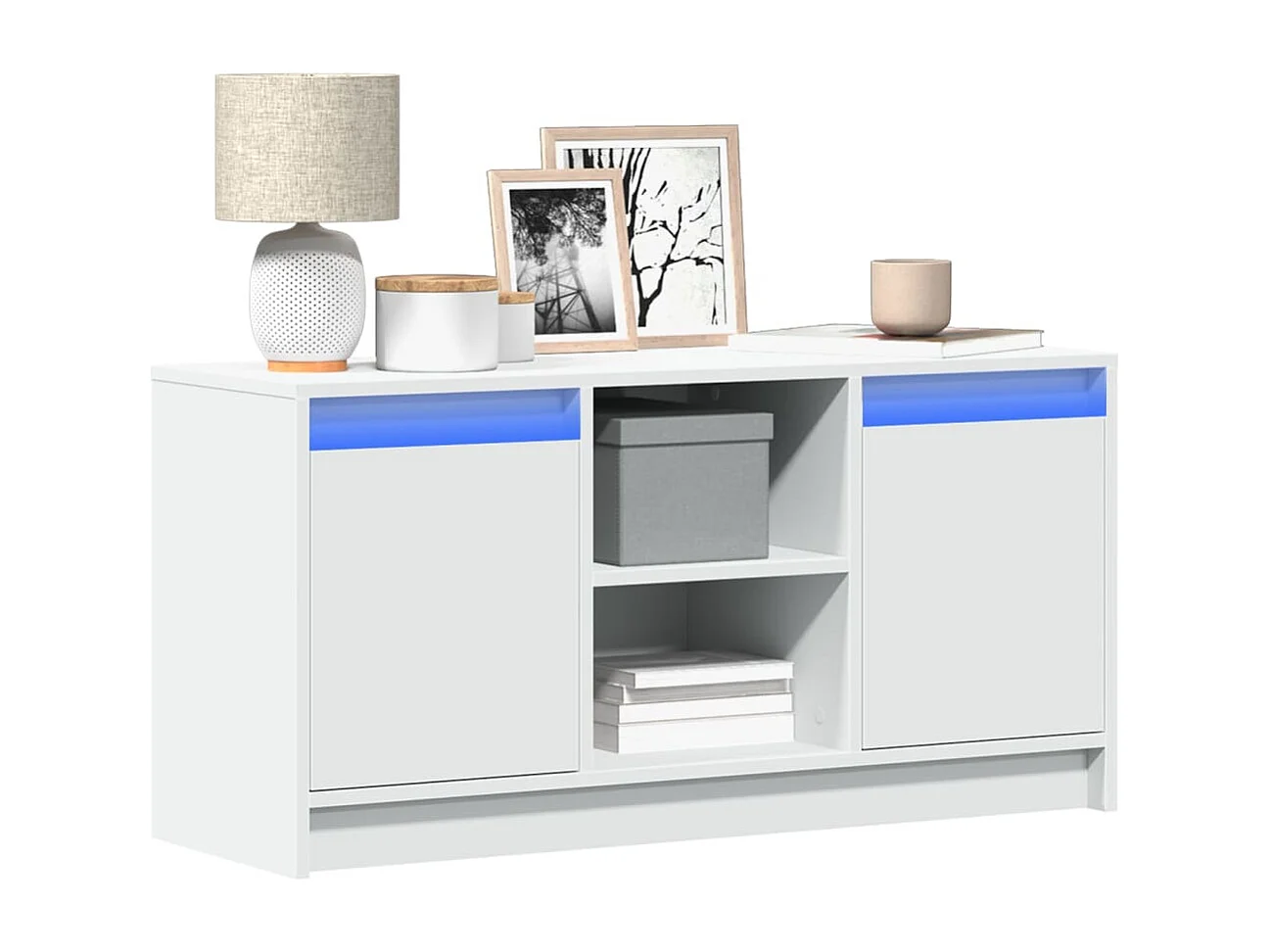 Meuble TV avec LED blanc 100x34x50 cm bois d'ingénierie