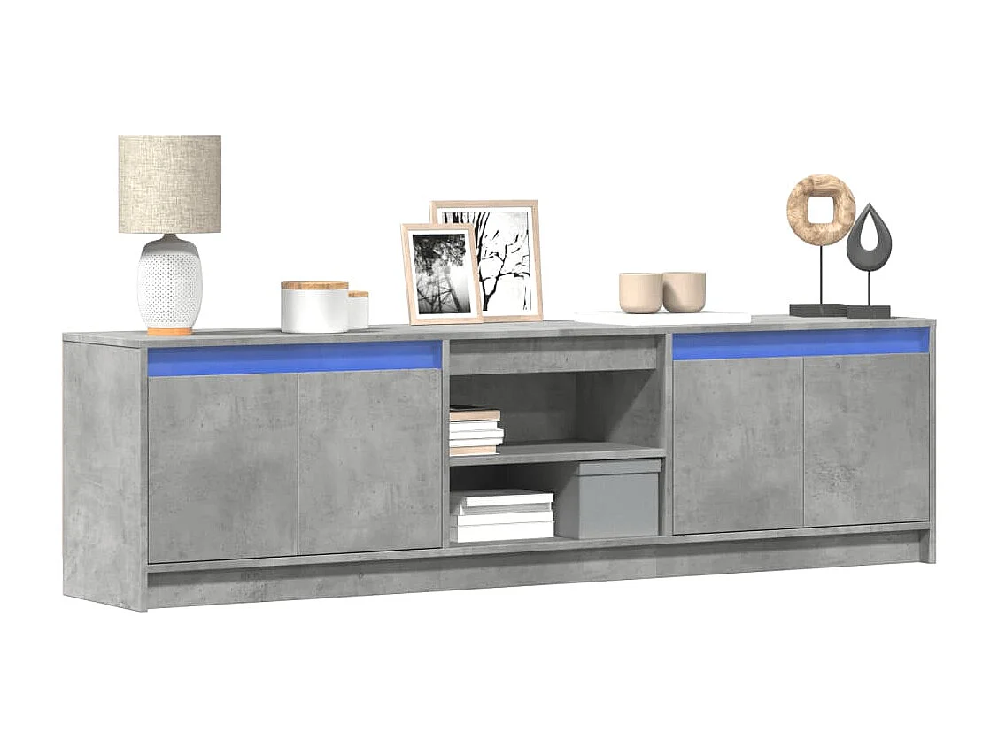 Móvel de TV com luzes LED derivados de madeira cinzento cimento