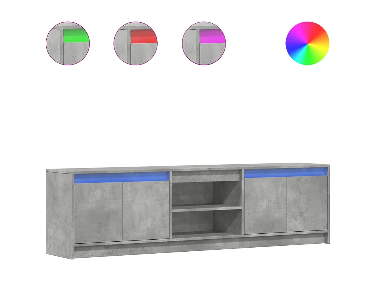 Móvel de TV com luzes LED derivados de madeira cinzento cimento