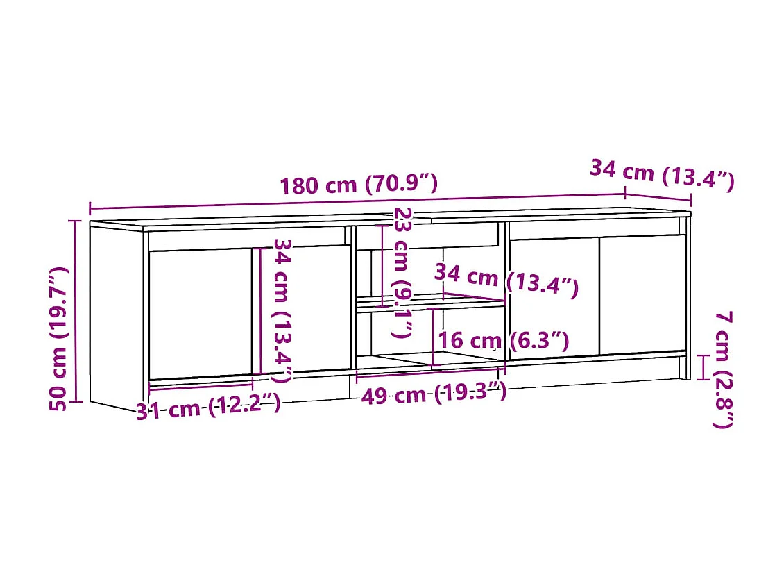 Móvel de TV com luzes LED derivados de madeira cinzento cimento