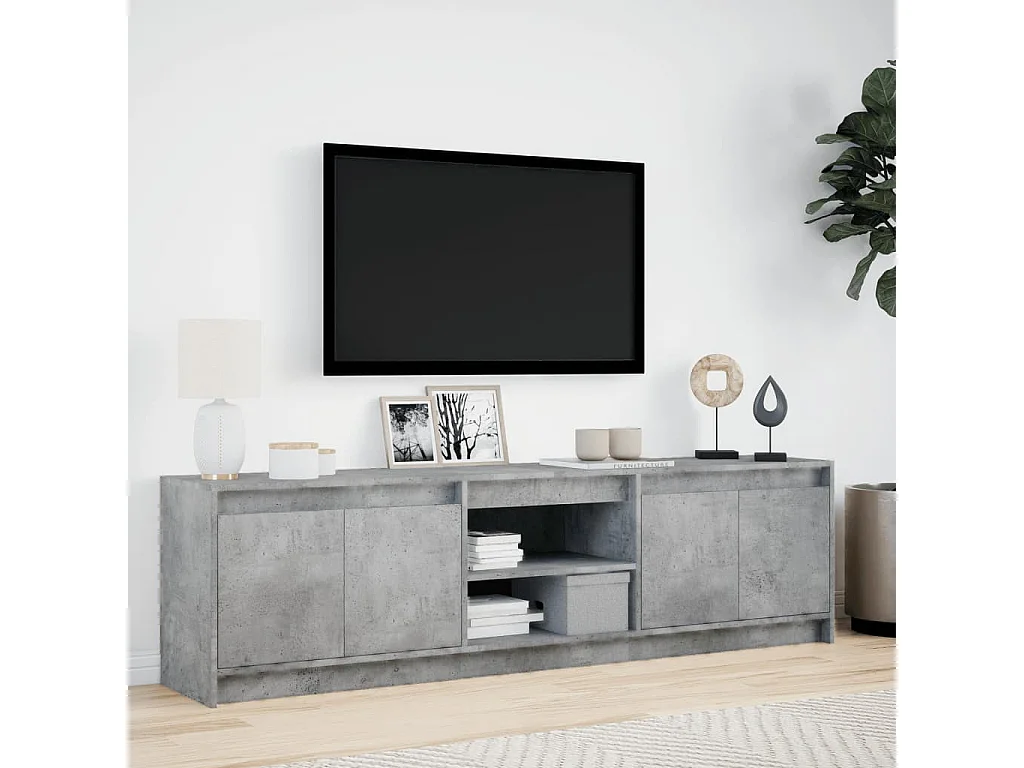 Móvel de TV com luzes LED derivados de madeira cinzento cimento