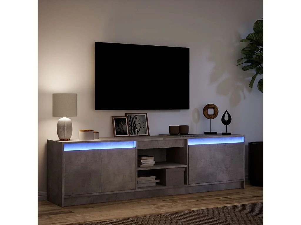 Mueble de TV LED madera ingeniería gris hormigón 180x34x50 cm