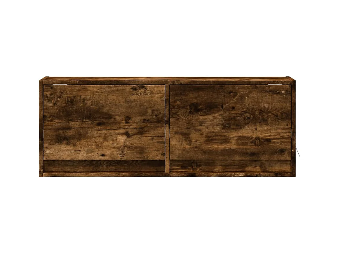 Meuble TV mural avec lumières LED chêne fumé 100x31x35 cm