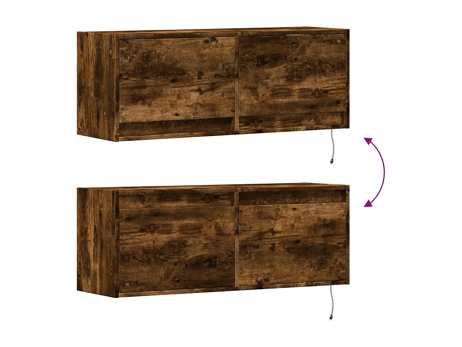 Meuble TV mural avec lumières LED chêne fumé 100x31x35 cm