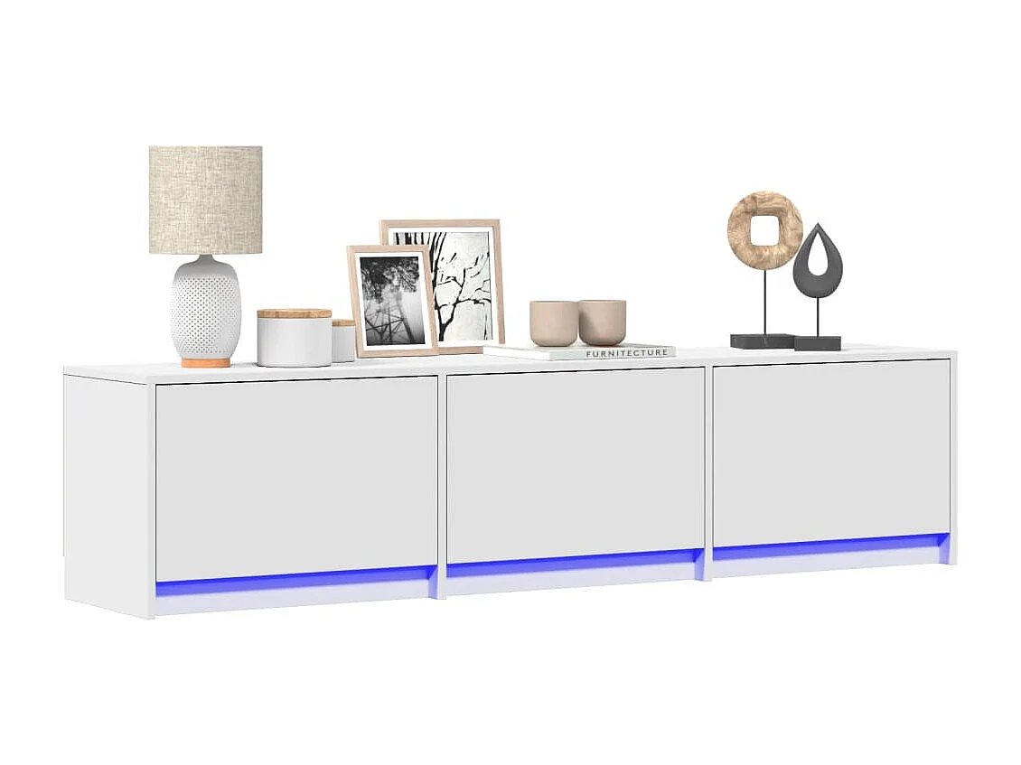 TV-Schrank mit LED-Beleuchtung Weiß 165x34x40 cm Holzwerkstoff