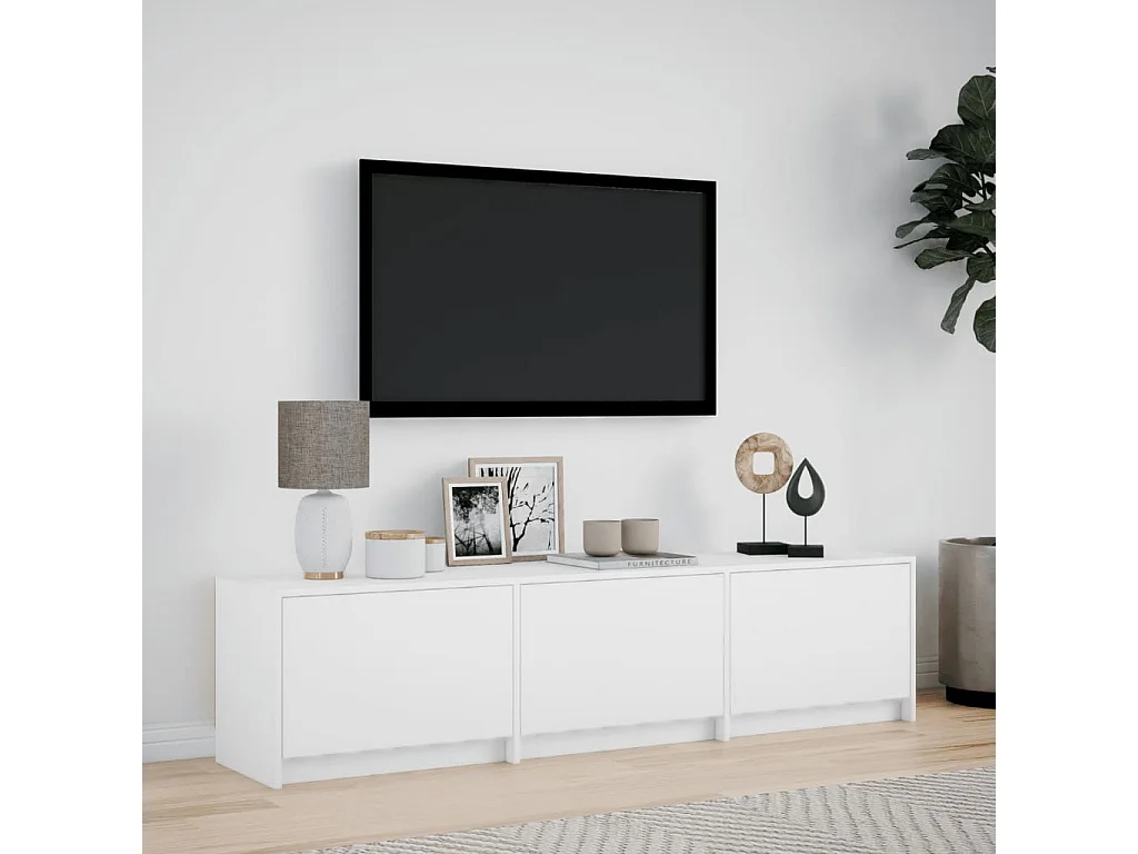 TV-Schrank mit LED-Beleuchtung Weiß 165x34x40 cm Holzwerkstoff