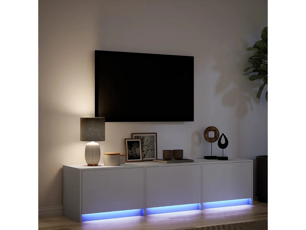 TV-Schrank mit LED-Beleuchtung Weiß 165x34x40 cm Holzwerkstoff