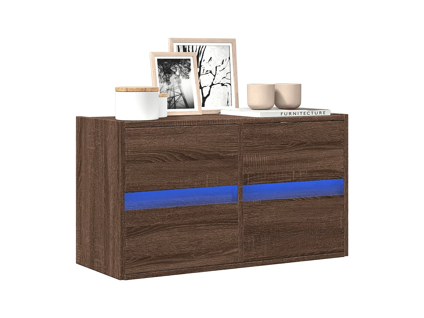 TV-Wandschrank mit LED-Beleuchtung Braun Eiche-Optik 80x31x45cm