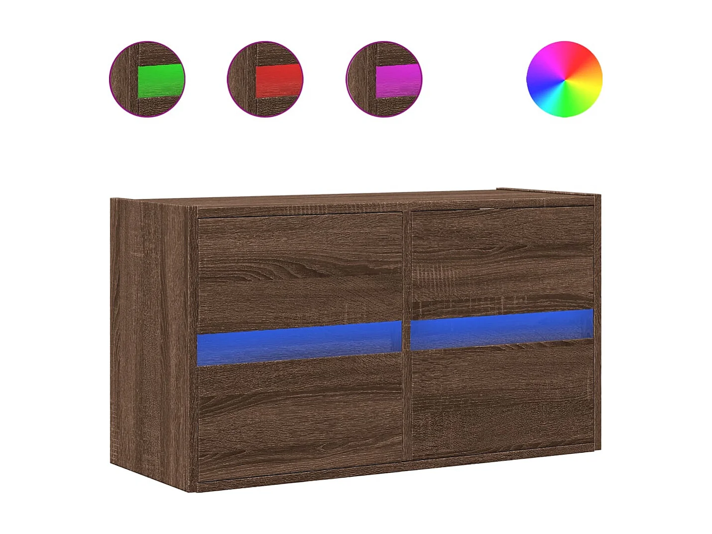 Mobile TV a Parete con Luci LED Rovere Marrone 80x31x45 cm