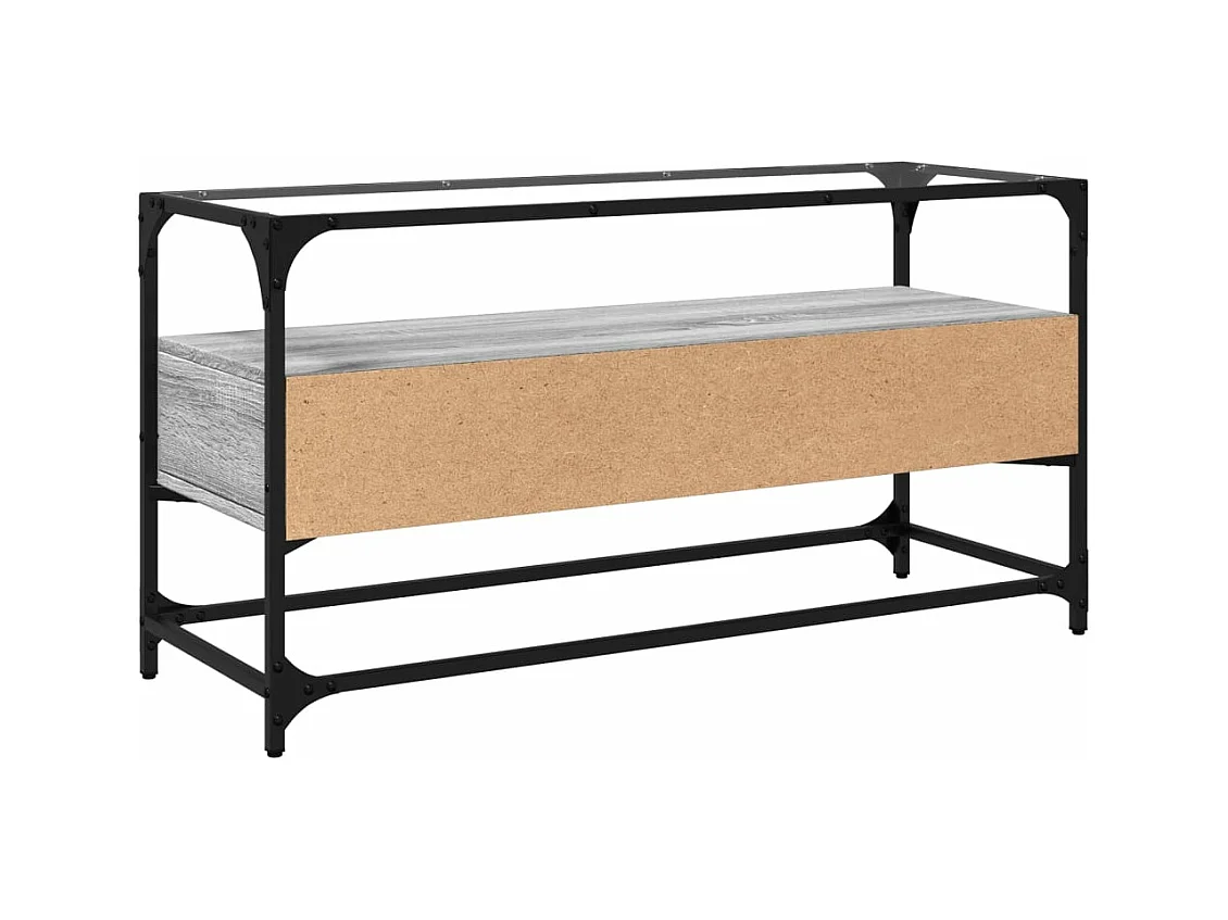 Meuble TV avec dessus en verre sonoma gris bois d'ingénierie