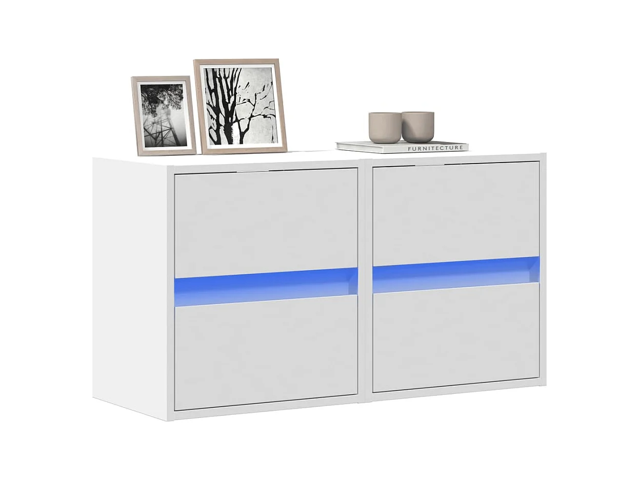 TV-Wandschränke mit LED-Beleuchtung 2 Stk. Weiß 41x31x45 cm