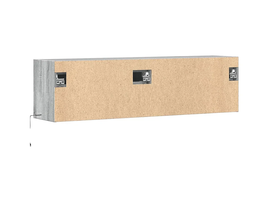 Meuble TV mural avec lumières LED sonoma gris 140x31x38 cm