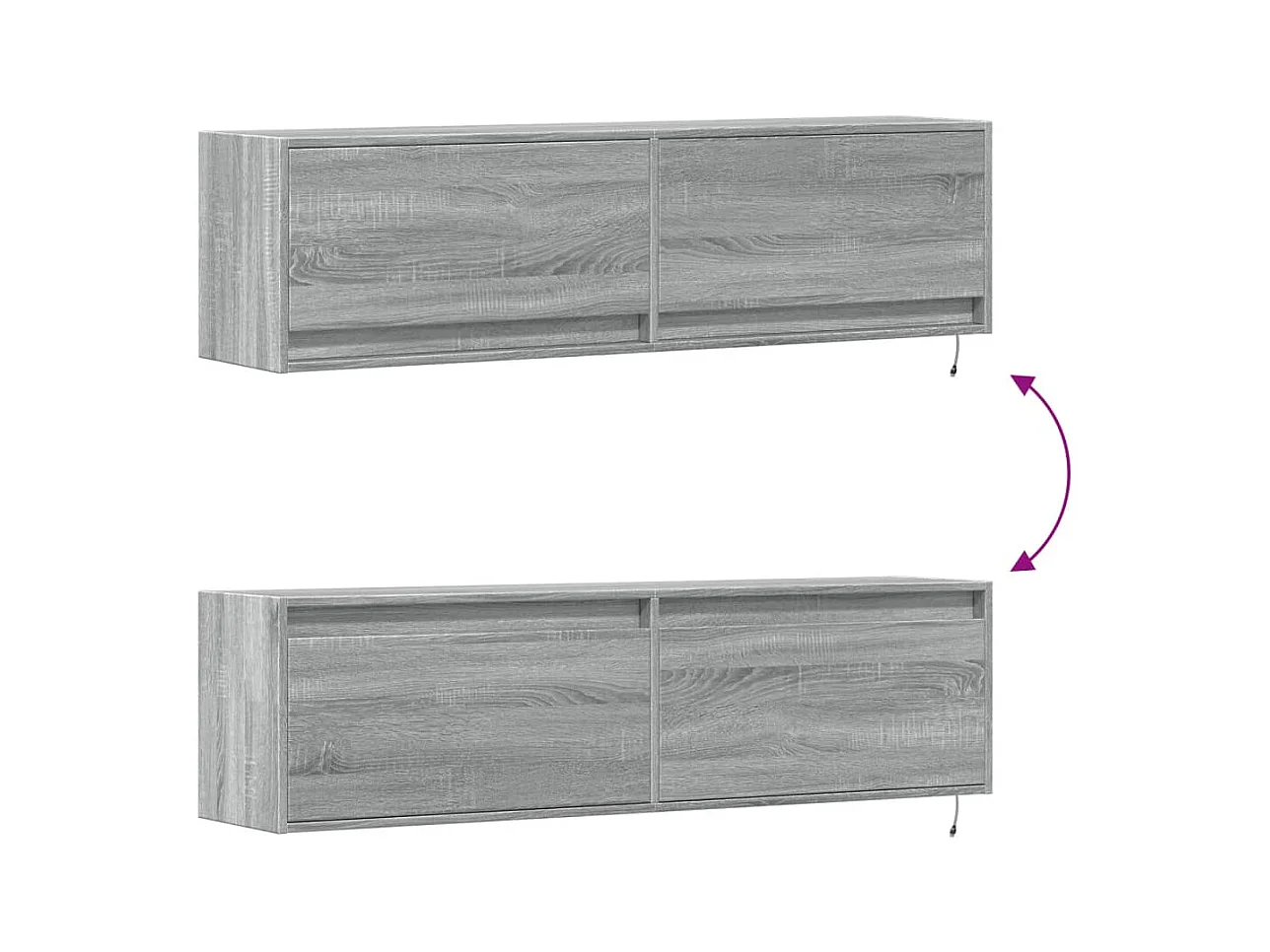 Meuble TV mural avec lumières LED sonoma gris 140x31x38 cm