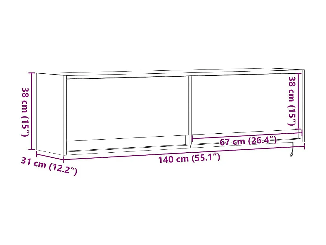 TV-Wandschrank mit LED-Beleuchtung Grau Sonoma 140x31x38 cm