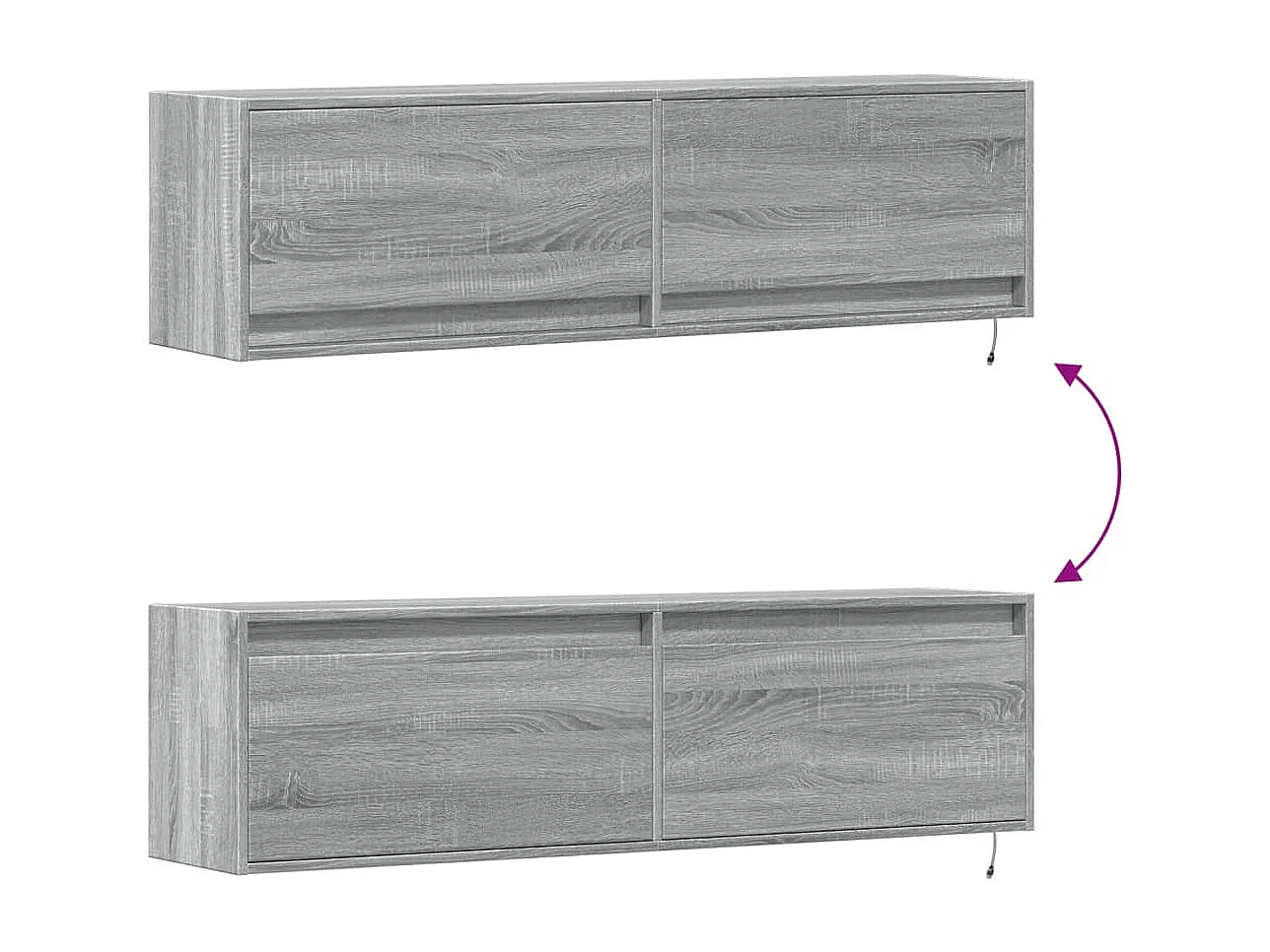 TV-Wandschrank mit LED-Beleuchtung Grau Sonoma 140x31x38 cm