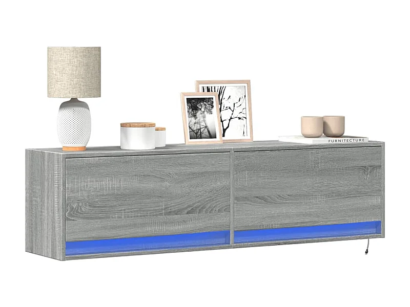 TV-Wandschrank mit LED-Beleuchtung Grau Sonoma 140x31x38 cm