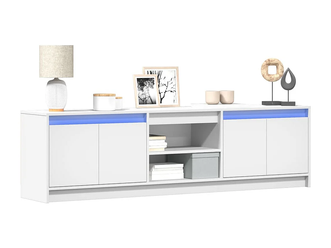 Meuble TV avec LED blanc 180x34x50 cm bois d'ingénierie