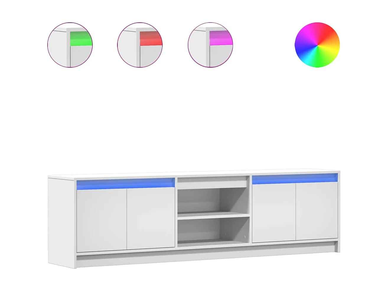 Meuble TV avec LED blanc 180x34x50 cm bois d'ingénierie