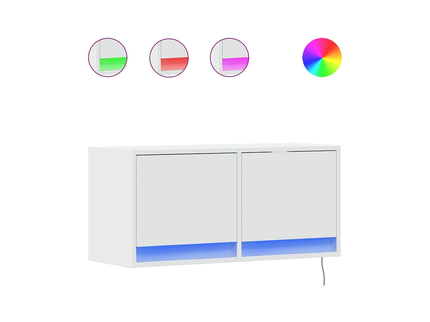 Meuble TV mural avec lumières LED blanc 80x31x35 cm