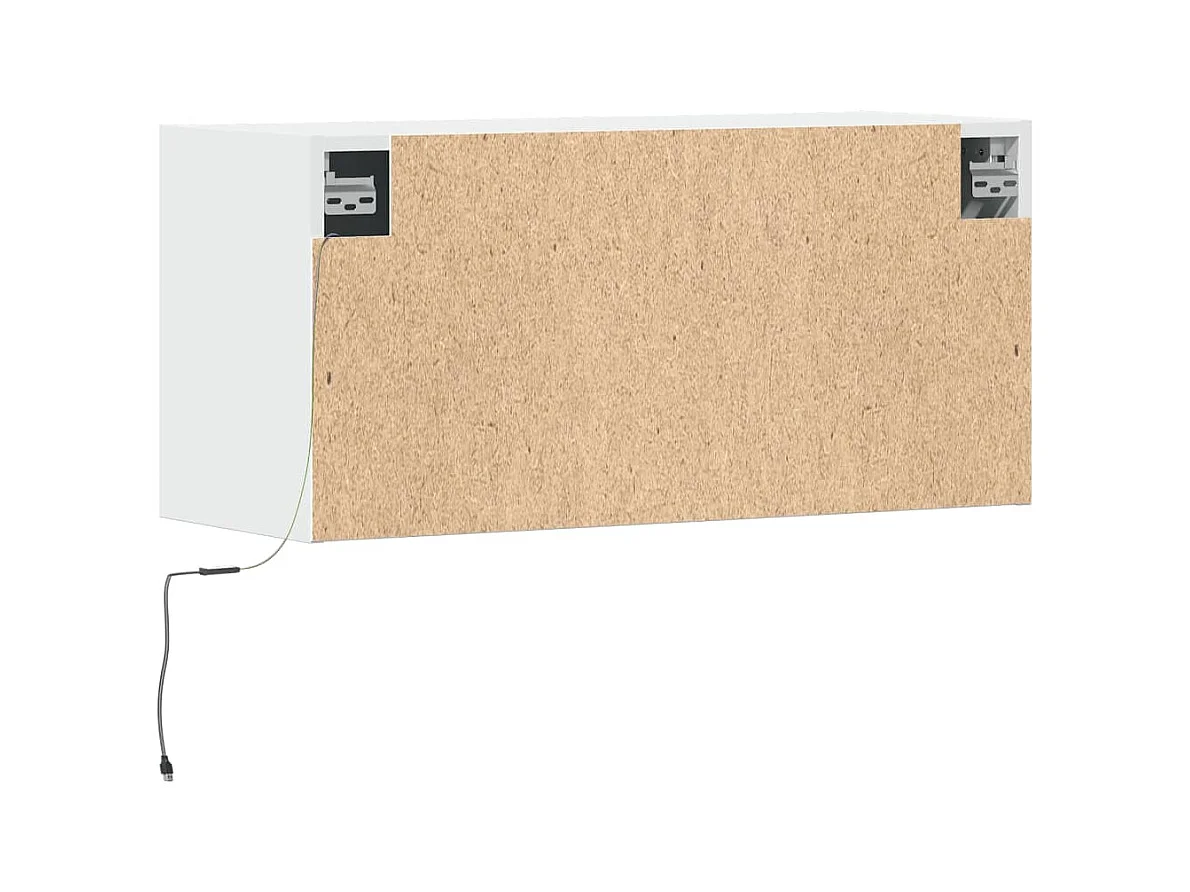Meuble TV mural avec lumières LED blanc 80x31x35 cm