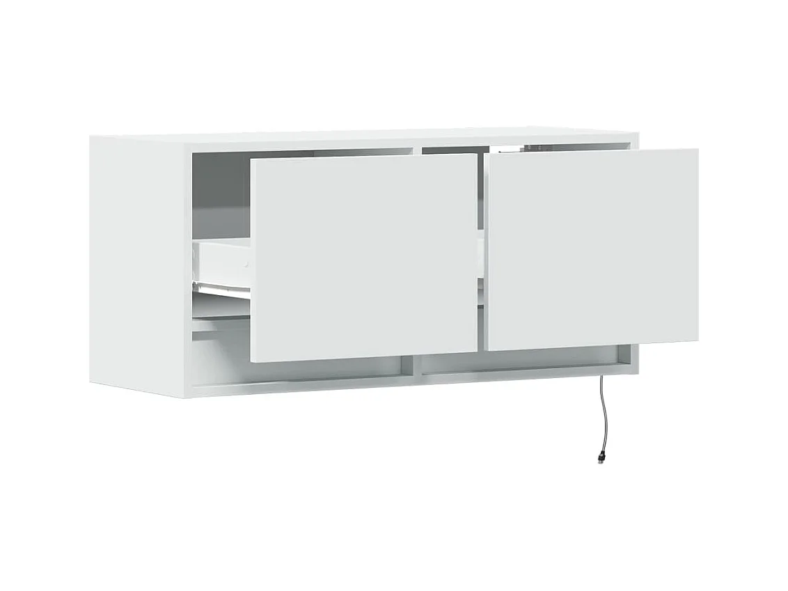 Meuble TV mural avec lumières LED blanc 80x31x35 cm