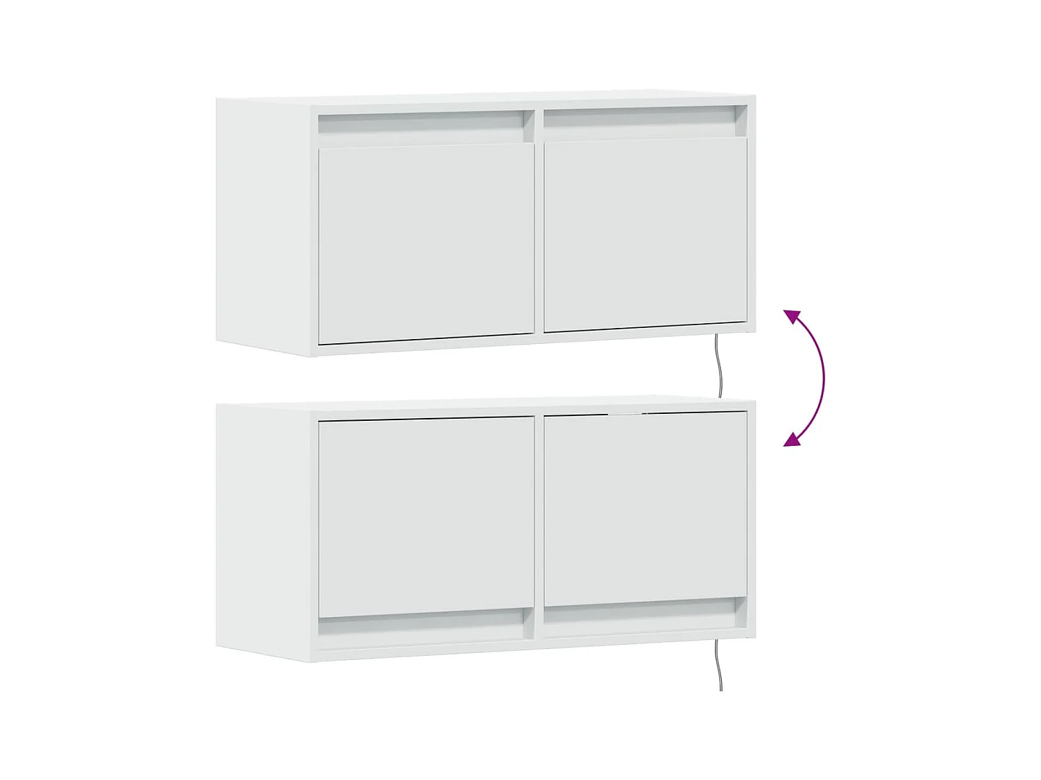 Meuble TV mural avec lumières LED blanc 80x31x35 cm