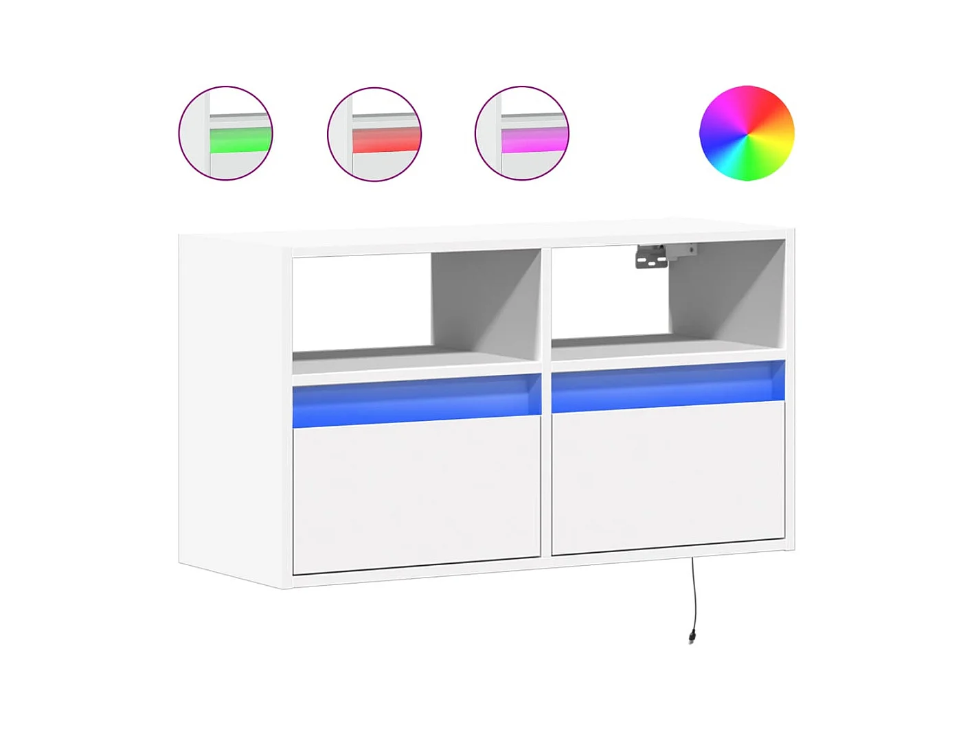 Meuble TV mural avec lumières LED blanc 80x31x45 cm