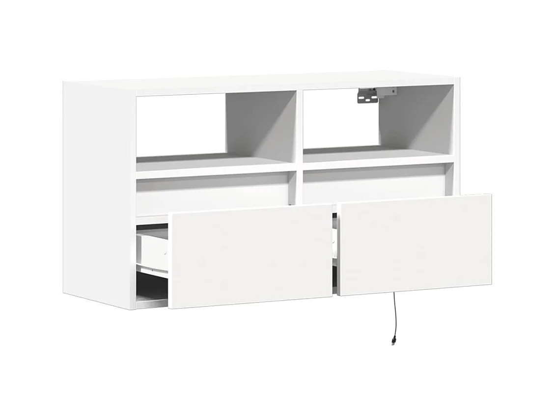 Meuble TV mural avec lumières LED blanc 80x31x45 cm