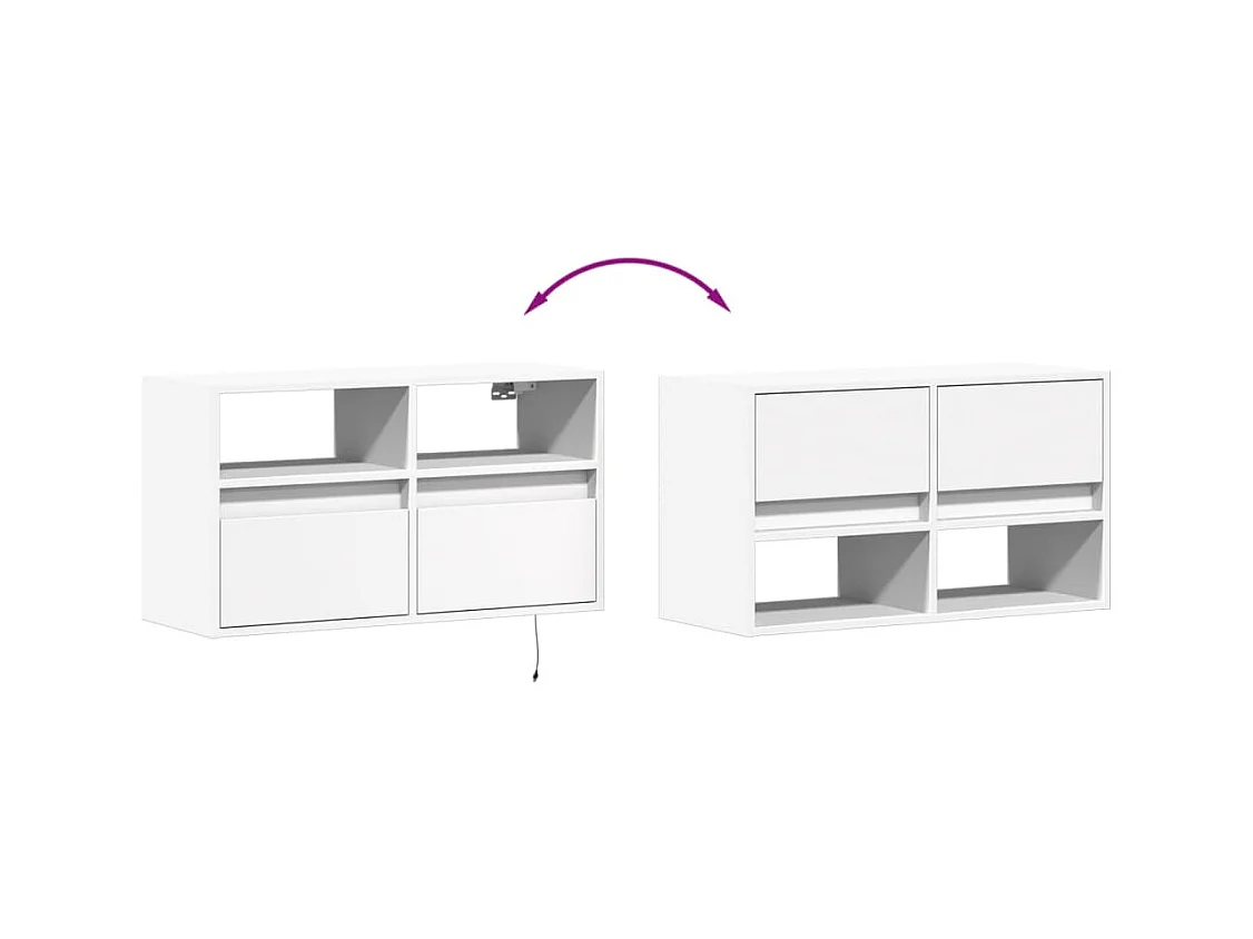 Meuble TV mural avec lumières LED blanc 80x31x45 cm