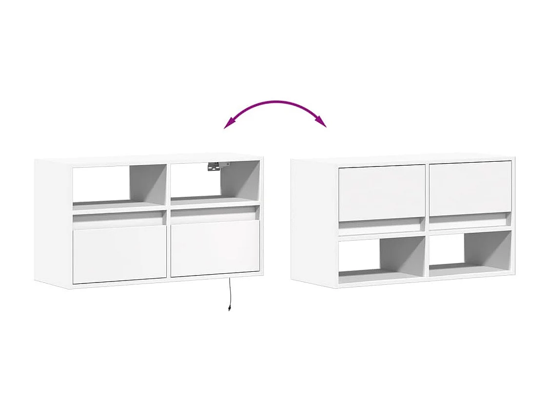 Meuble TV mural avec lumières LED blanc 80x31x45 cm