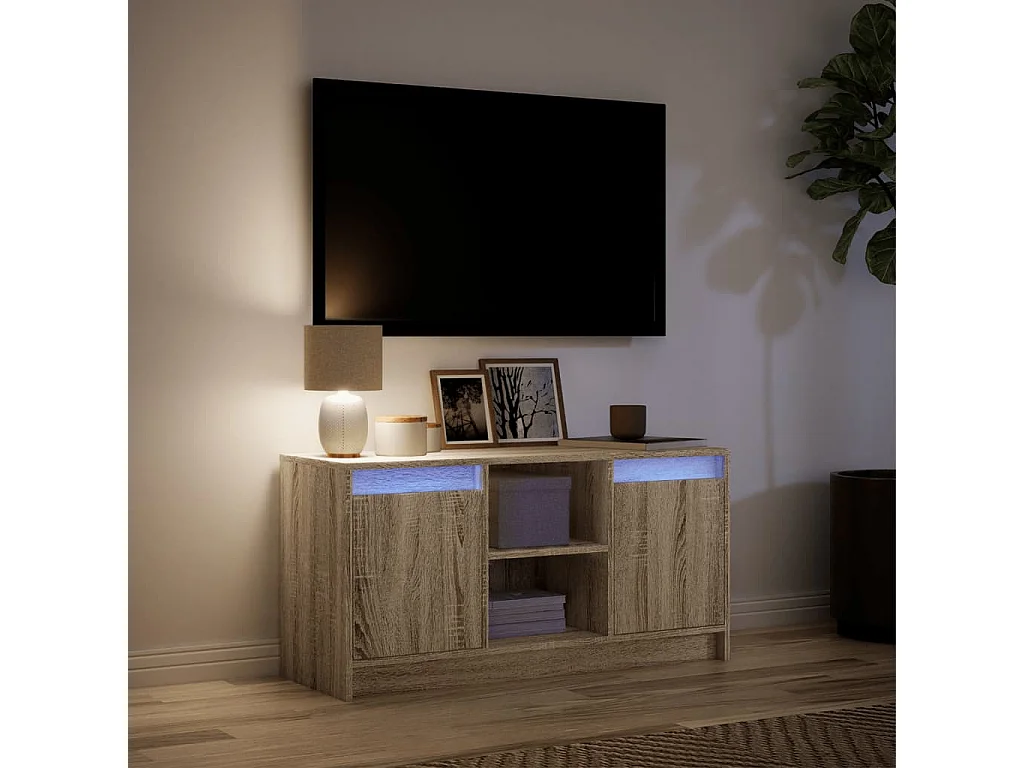 Mueble de TV LED madera de ingeniería roble Sonoma 100x34x50 cm