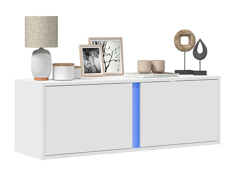 Móvel de parede para TV com luzes LED 100x31x35 cm branco