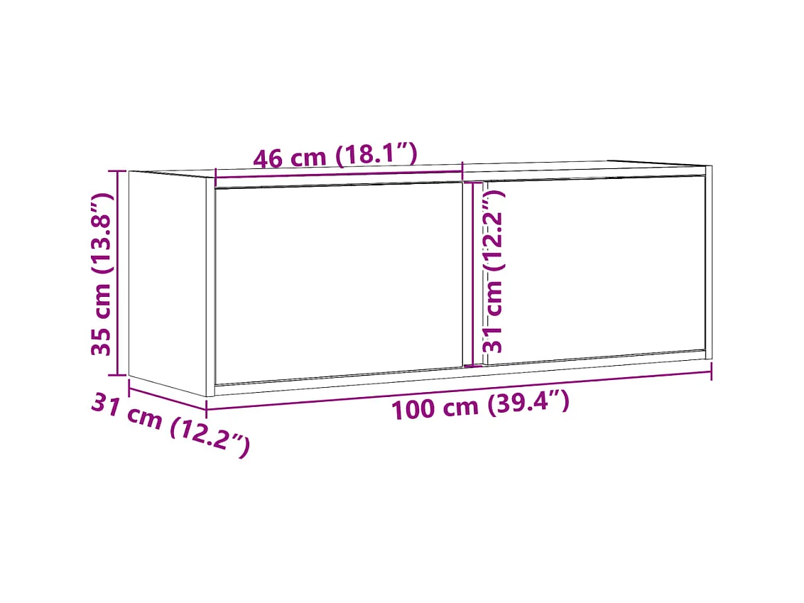 Mobile TV a Parete con Luci LED Bianco 100x31x35 cm