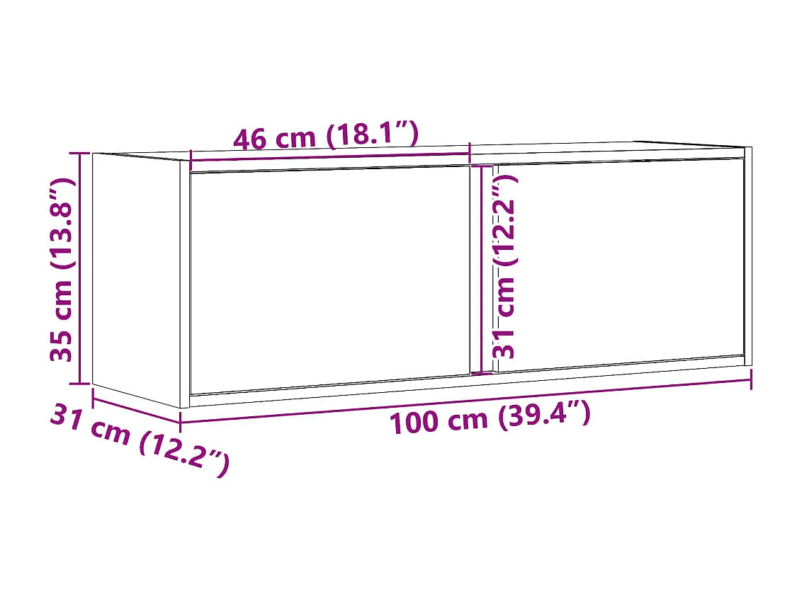 TV-Wandschrank mit LED-Beleuchtung Weiß 100x31x35 cm