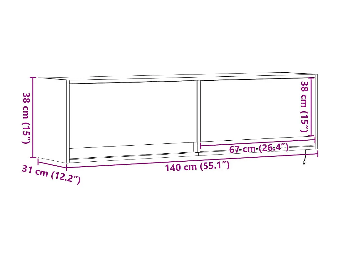 Tv-wandmeubel met LED-verlichting 140x31x38 cm gerookt eiken