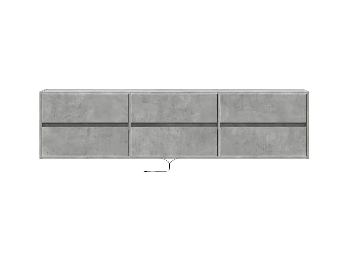 Tv-wandmeubel met LED-verlichting 180x31x45 cm betongrijs