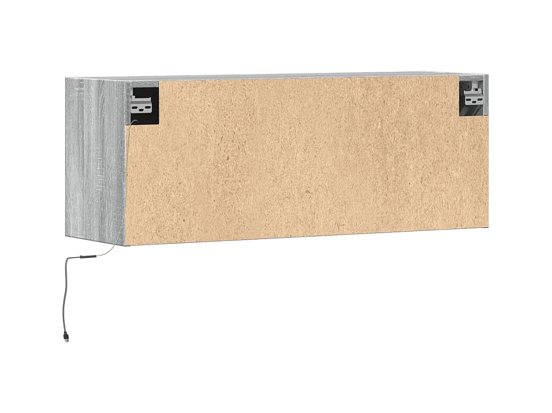 Meuble TV mural avec lumières LED sonoma gris 100x31x35 cm
